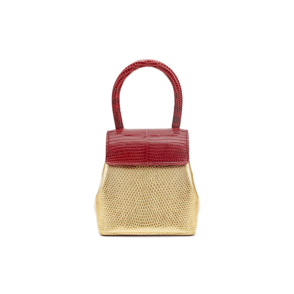 Load image into Gallery viewer, Red-Gold  Mini Liza Top-Handle Bag

