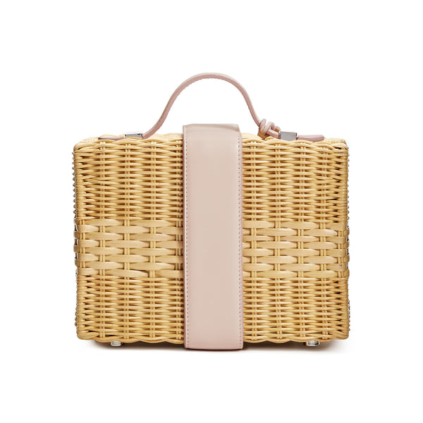 Load image into Gallery viewer, Pink Calfskin Flash Straw Bag
