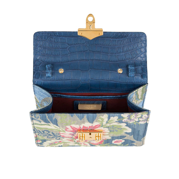 Load image into Gallery viewer, Small Flash Natale Bag in Light Blue Lampas
