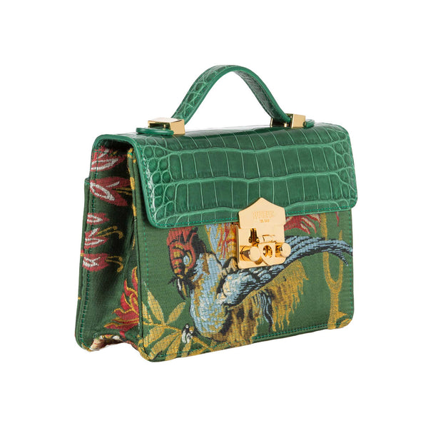 Load image into Gallery viewer, Small Flash Natale Bag in Green Lampas
