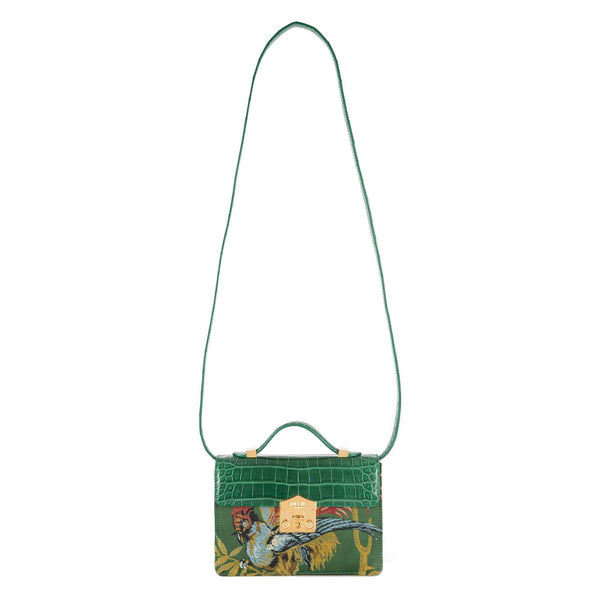 Load image into Gallery viewer, Small Flash Natale Bag in Green Lampas
