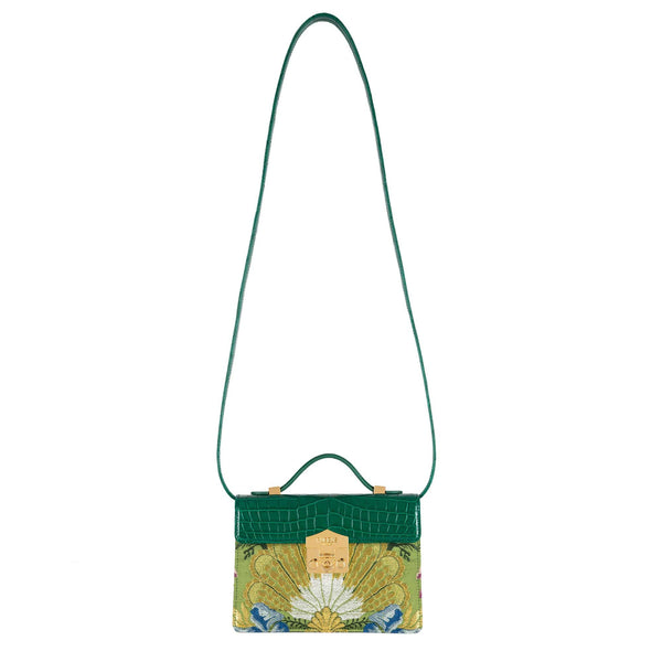 Load image into Gallery viewer, Small Flash Natale Bag in Green Jacquard
