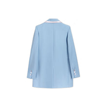 Load image into Gallery viewer, Baby Blue Wool Satin Oversized Blazer
