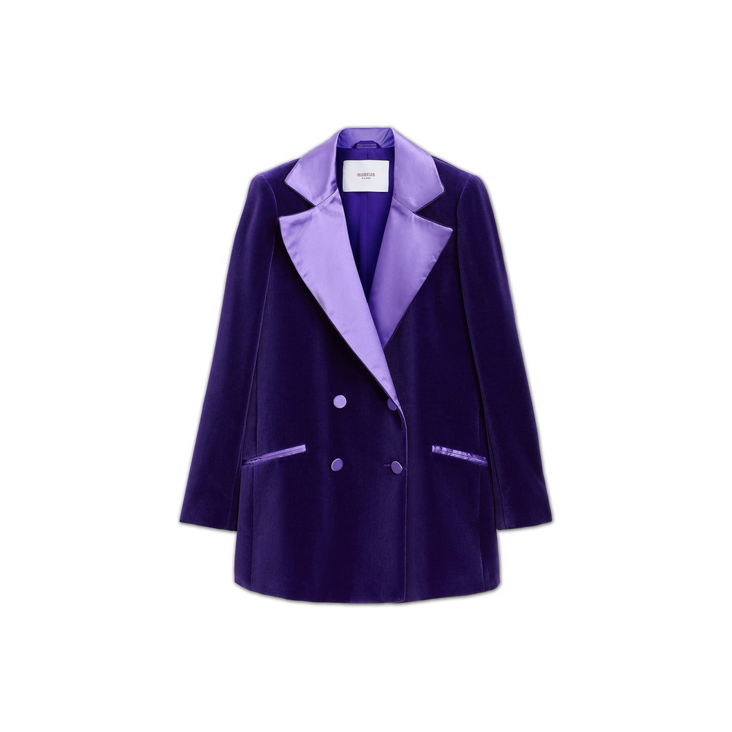 Violet Maxi Silk Rever Double Breasted Blazer