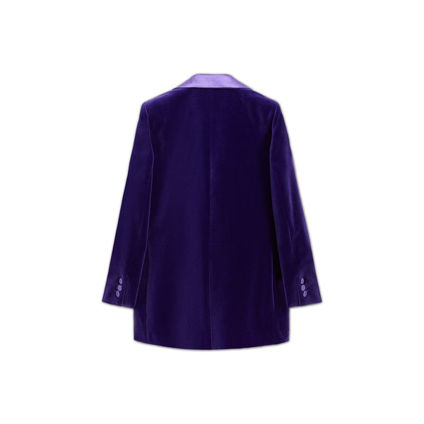 Load image into Gallery viewer, Violet Maxi Silk Rever Double Breasted Blazer
