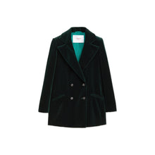 Load image into Gallery viewer, Green Double Breasted Velvet Blazer
