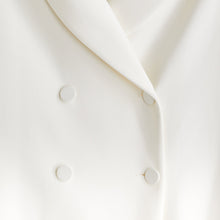 Load image into Gallery viewer, Long Wool Satin White Double Breasted Dress

