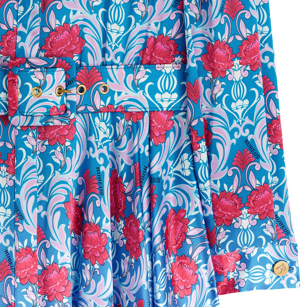Load image into Gallery viewer, Blue Silk Flower Print Dress
