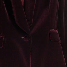 Load image into Gallery viewer, Bordeaux Single Breasted Velvet Blazer
