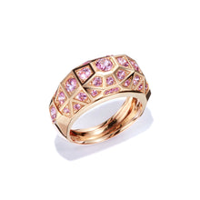 Load image into Gallery viewer, Pink Sapphire Duomo Ring Full Pave

