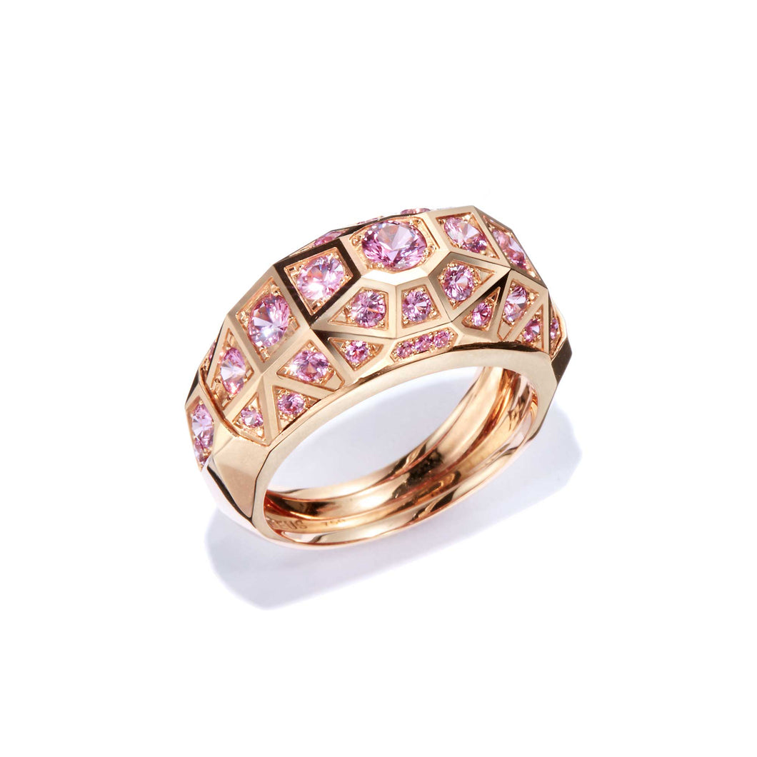 Pink Sapphire Duomo Ring Full Pave