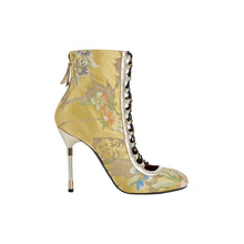 Load image into Gallery viewer, Ankle Boot In Gold Lamé Lampas Brocade With Heel Piercing
