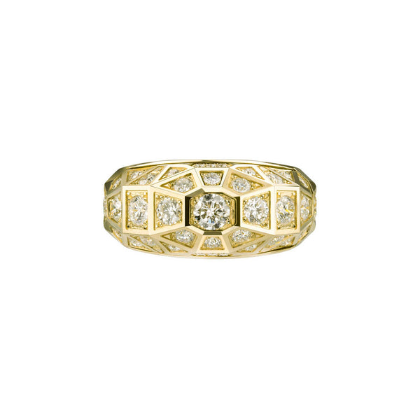 Load image into Gallery viewer, Yellow Gold Duomo Ring Pave
