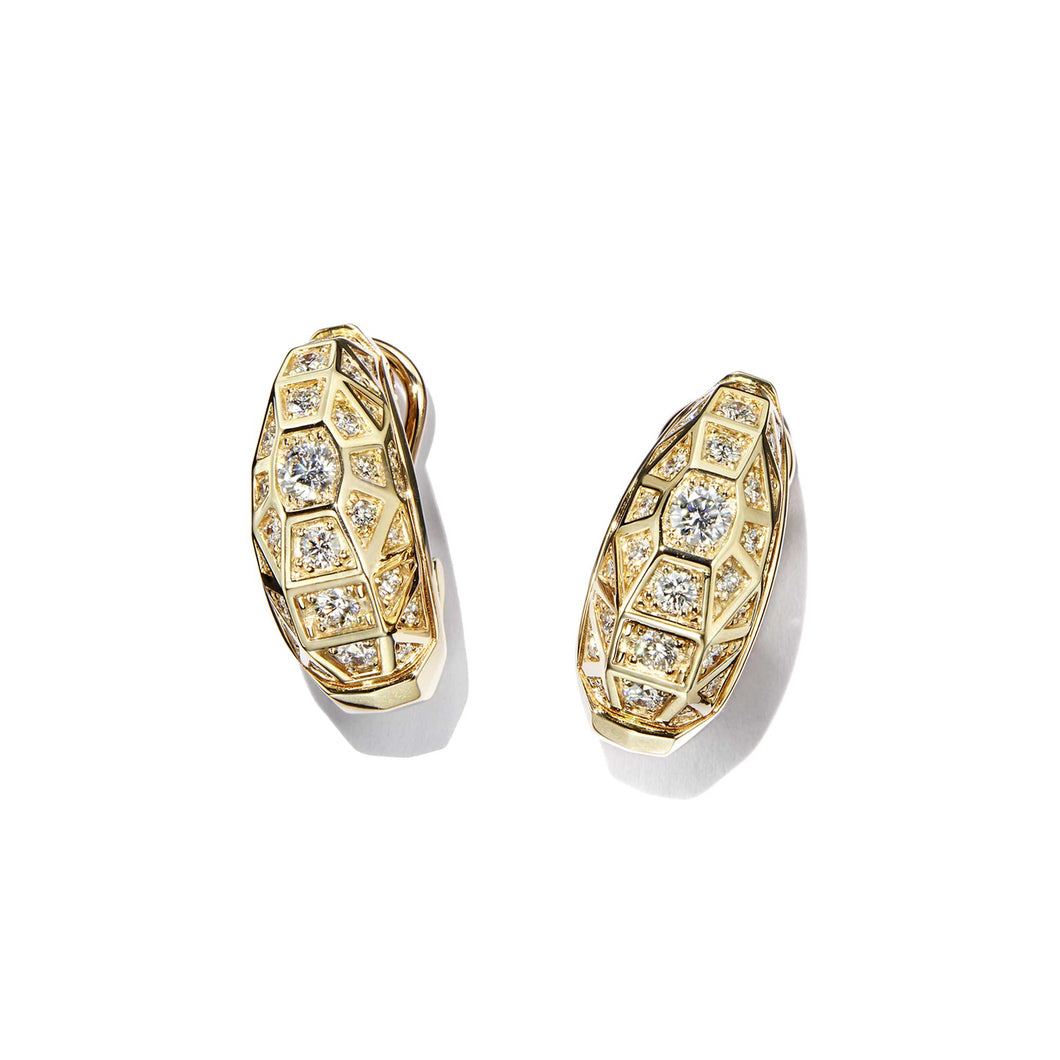 Yellow Gold Duomo Earrings Full Pave