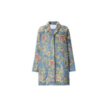 Load image into Gallery viewer, Oversized Overcoat In Blue Lamé Lampas Brocade
