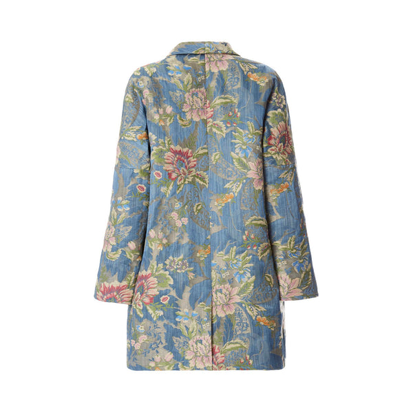 Load image into Gallery viewer, Oversized Coat In Light Blue Lamé Lampas Brocade
