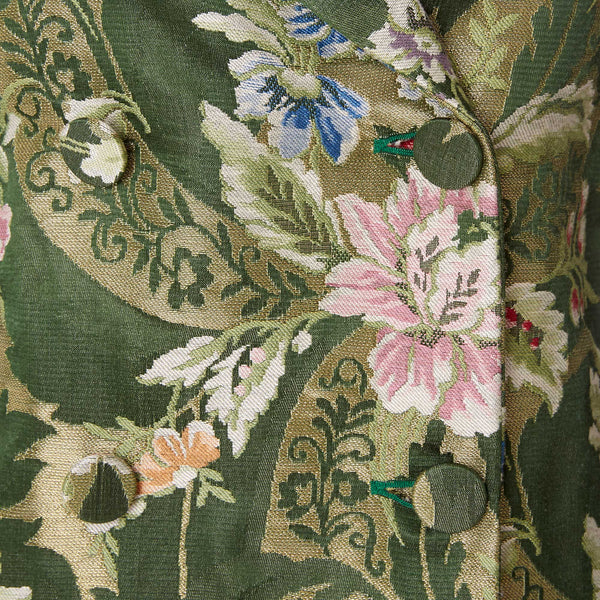 Load image into Gallery viewer, Double Breasted Coat In Emerald Lamé Lampas Brocade
